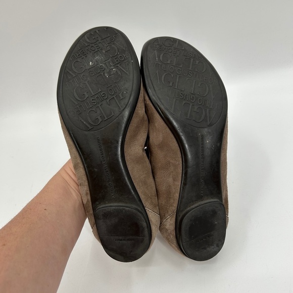 AGL Bella Ballet Flat Brown Suede Buckle Snakeskin Cap Toe Flat Shoes Size 8.5 - Picture 9 of 9